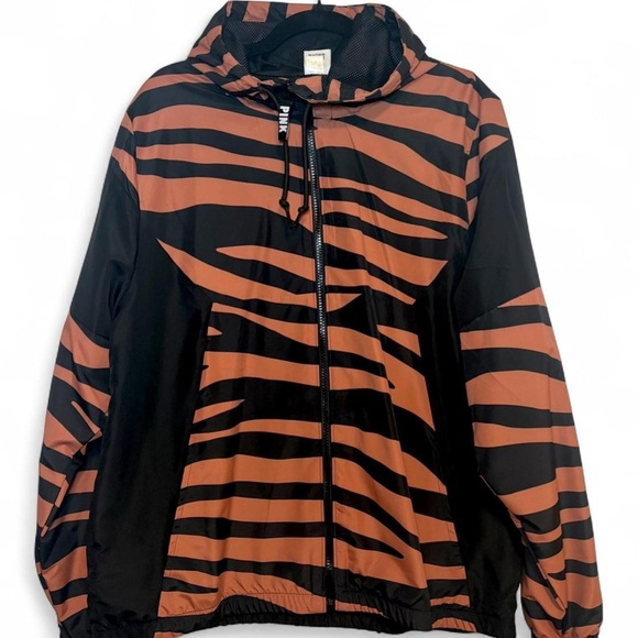 PINK Victoria's Secret Jackets & Blazers - Victoria's Secret PINK zebra-printed hooded windbreaker jacket
